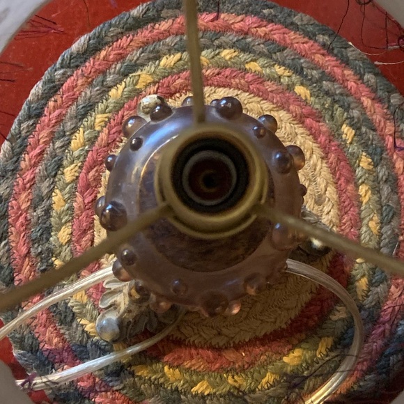 Vintage-Inspired Burgundy Table Lamp with Fringe - Picture 5 of 5